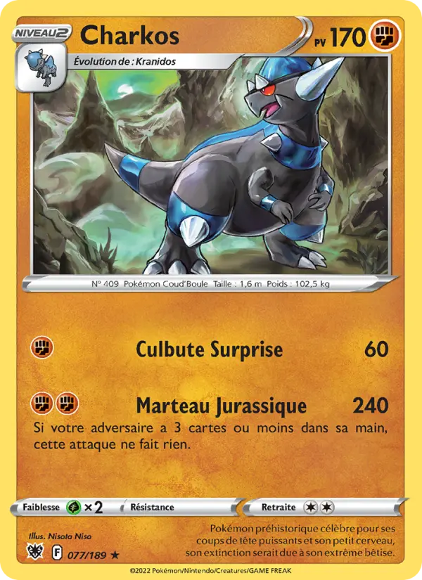 Scan HD carte Pokémon Charkos 077/189 — Astres Radieux