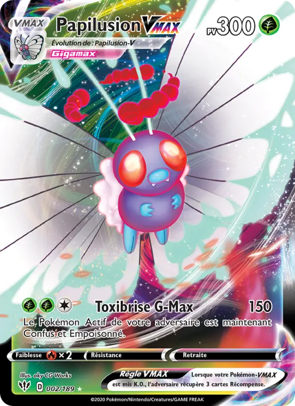 Scan HD carte Pokémon Papilusion VMAX 2/189 — Ténèbres Embrasées