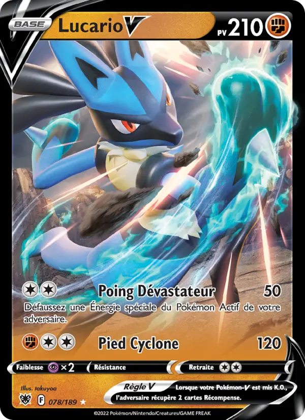 Scan HD carte Pokémon Lucario V 078/189 — Astres Radieux