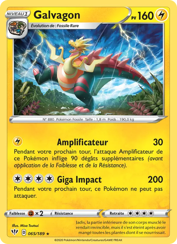 Scan HD carte Pokémon Galvagon 65/189 — Ténèbres Embrasées