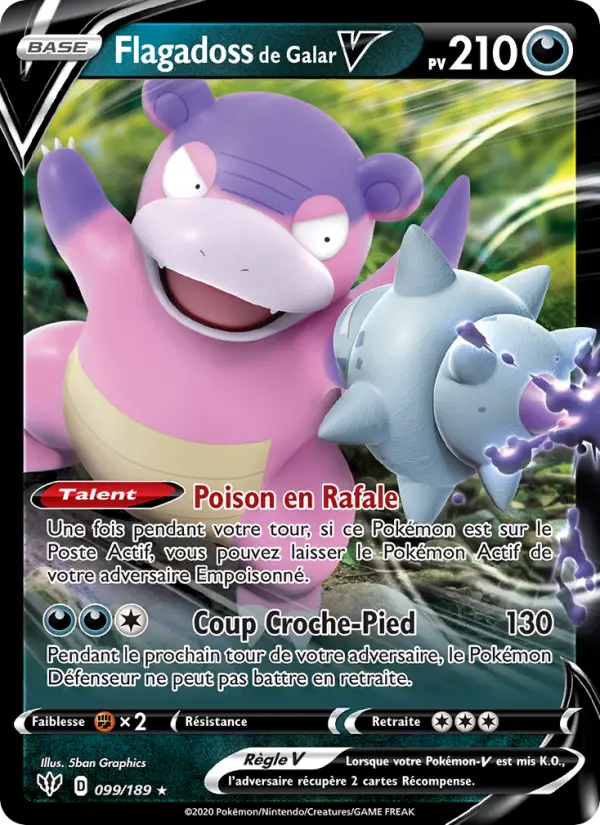 Scan HD carte Pokémon Flagadoss de Galar V 99/189 — Ténèbres Embrasées