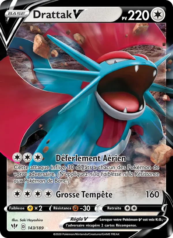 Scan HD carte Pokémon Drattak V 143/189 — Ténèbres Embrasées