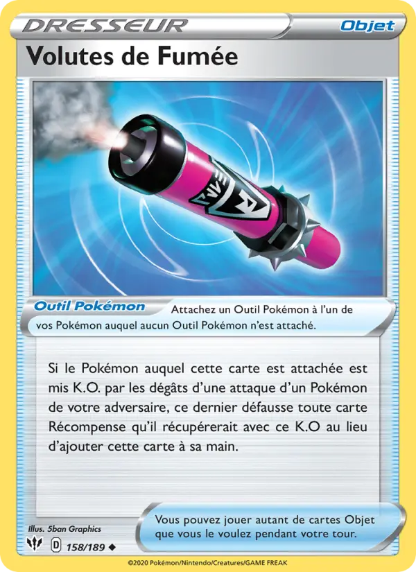 Scan HD carte Pokémon Volutes de Fumée 158/189 — Ténèbres Embrasées