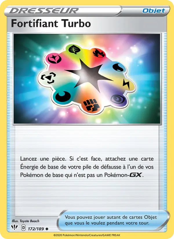 Scan HD carte Pokémon Fortifiant Turbo 172/189 — Ténèbres Embrasées