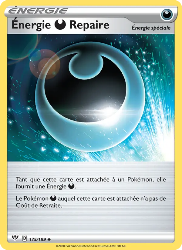 Scan HD carte Pokémon Énergie Darkness Repaire 175/189 — Ténèbres Embrasées