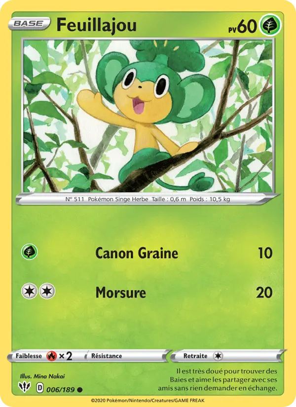 Scan HD carte Pokémon Feuillajou 6/189 — Ténèbres Embrasées