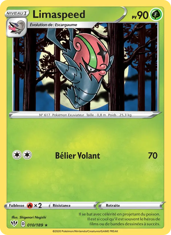 Scan HD carte Pokémon Limaspeed 10/189 — Ténèbres Embrasées