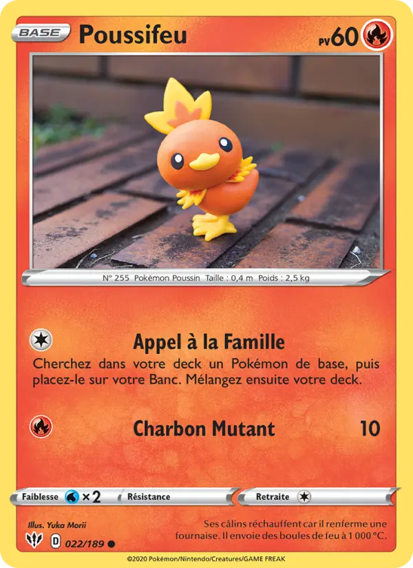 Scan HD carte Pokémon Poussifeu 22/189 — Ténèbres Embrasées