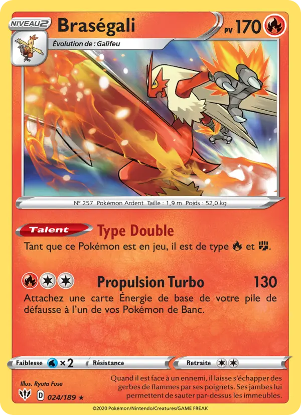 Scan HD carte Pokémon Braségali 24/189 — Ténèbres Embrasées