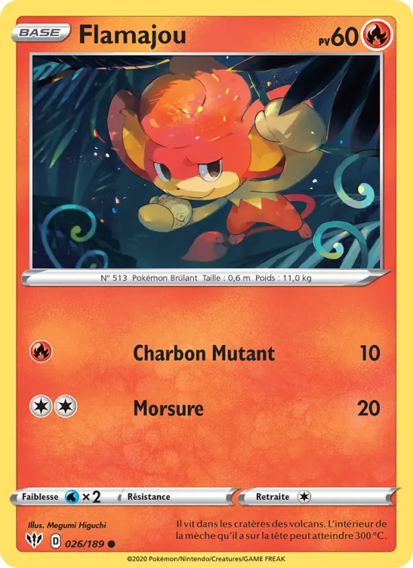 Scan HD carte Pokémon Flamajou 26/189 — Ténèbres Embrasées