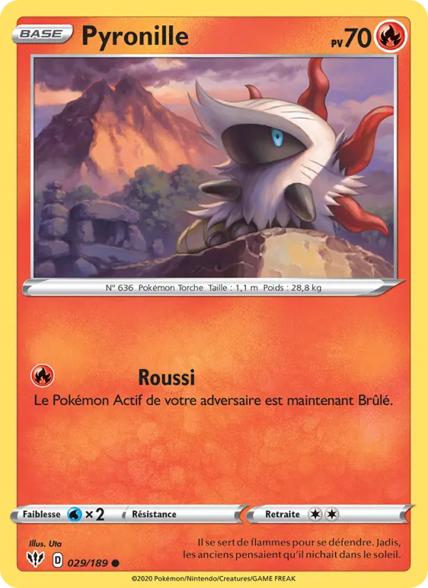 Scan HD carte Pokémon Pyronille 29/189 — Ténèbres Embrasées