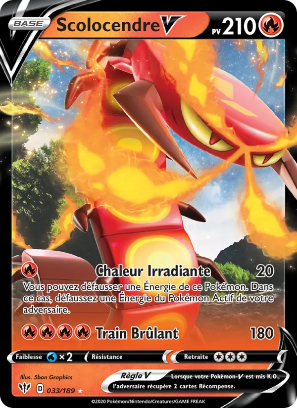 Scan HD carte Pokémon Scolocendre V 33/189 — Ténèbres Embrasées