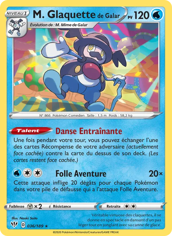 Scan HD carte Pokémon M. Glaquette de Galar 36/189 — Ténèbres Embrasées