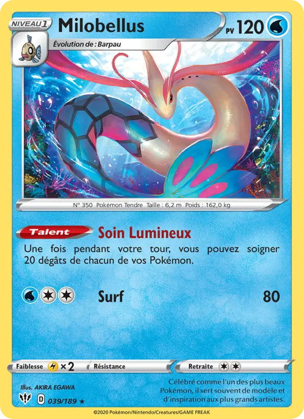 Scan HD carte Pokémon Milobellus 39/189 — Ténèbres Embrasées