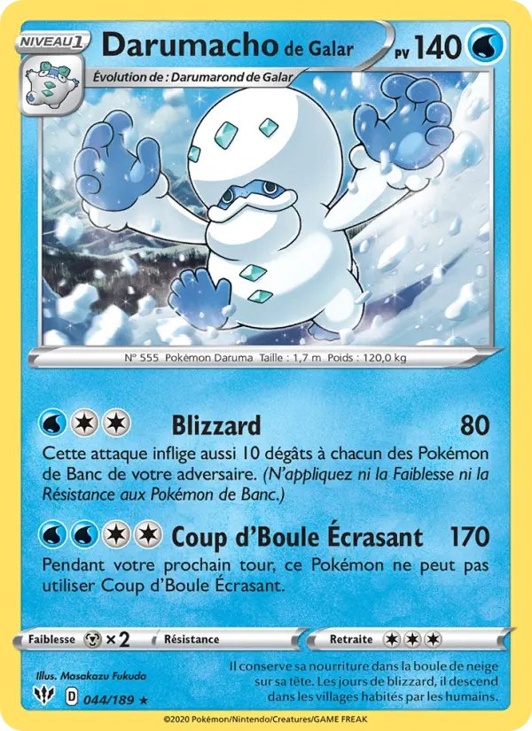 Scan HD carte Pokémon Darumacho de Galar 44/189 — Ténèbres Embrasées