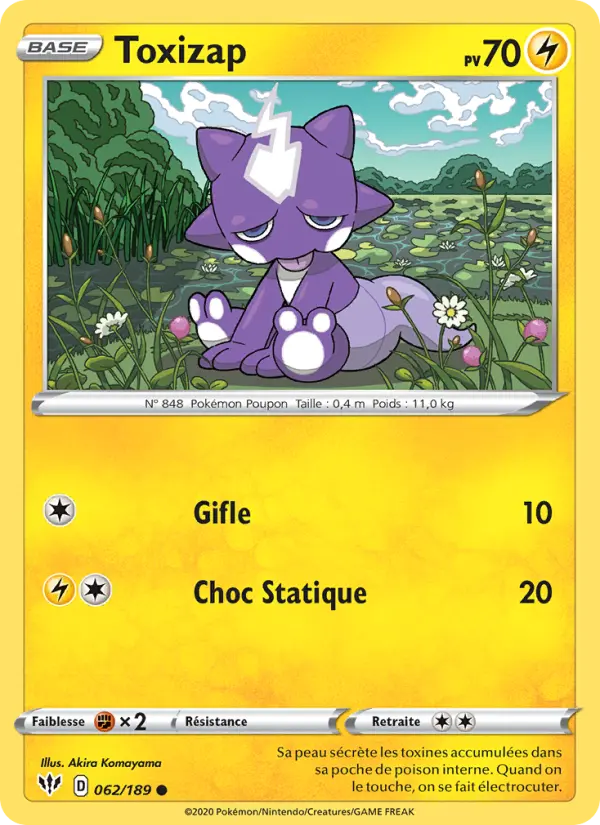 Scan HD carte Pokémon Toxizap 62/189 — Ténèbres Embrasées