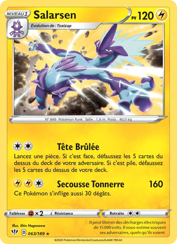 Scan HD carte Pokémon Salarsen 63/189 — Ténèbres Embrasées