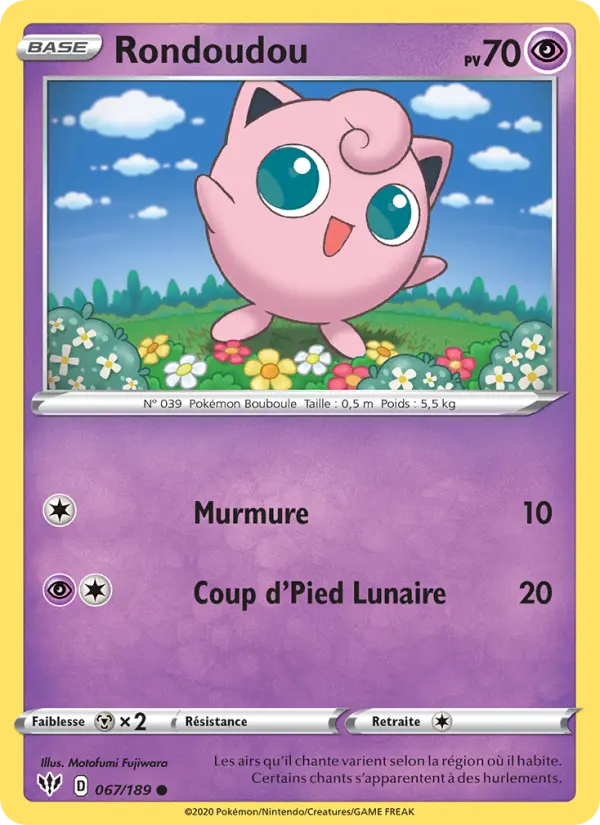 Scan HD carte Pokémon Rondoudou 67/189 — Ténèbres Embrasées