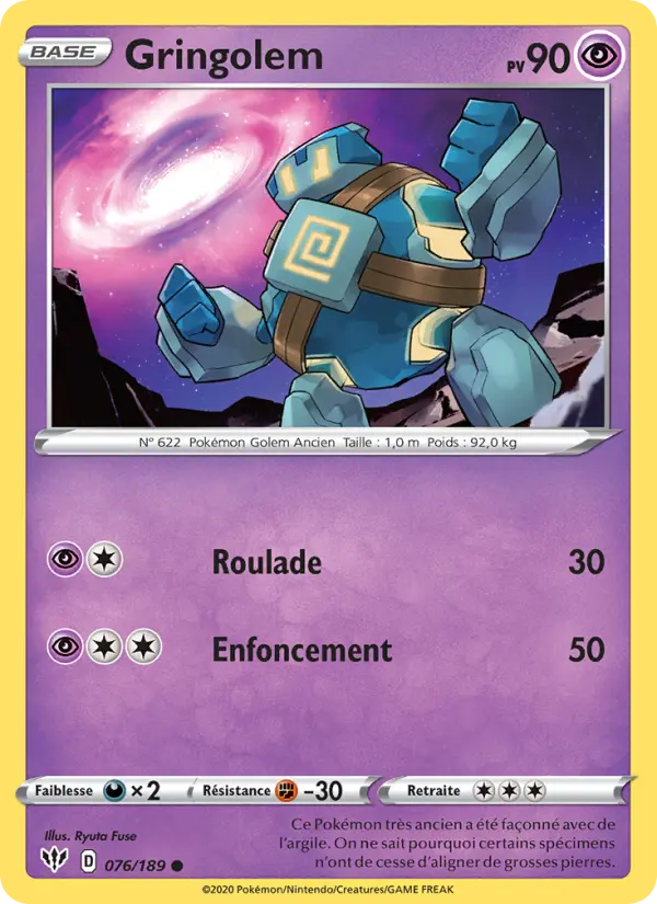 Scan HD carte Pokémon Gringolem 76/189 — Ténèbres Embrasées