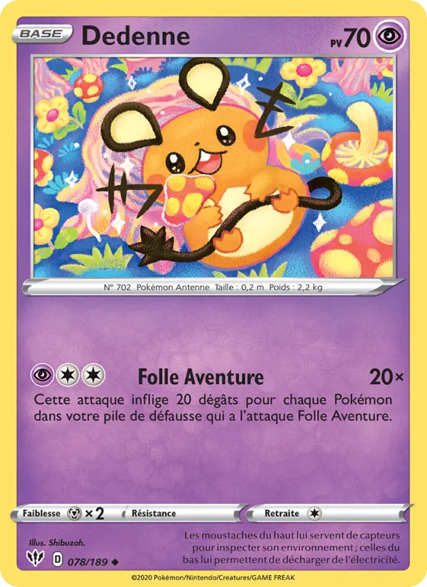 Scan HD carte Pokémon Dedenne 78/189 — Ténèbres Embrasées