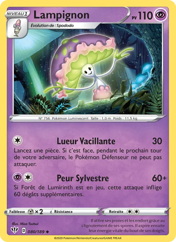 Scan HD carte Pokémon Lampignon 80/189 — Ténèbres Embrasées