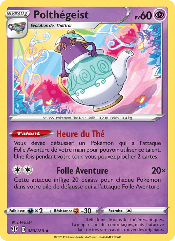 Scan HD carte Pokémon Polthégeist 83/189 — Ténèbres Embrasées