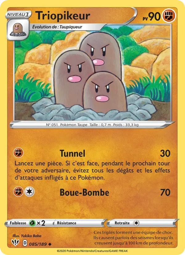 Scan HD carte Pokémon Triopikeur 85/189 — Ténèbres Embrasées