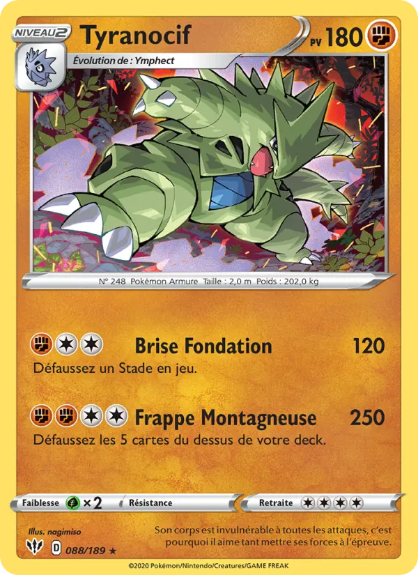 Scan HD carte Pokémon Tyranocif 88/189 — Ténèbres Embrasées