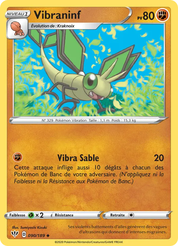Scan HD carte Pokémon Vibraninf 90/189 — Ténèbres Embrasées