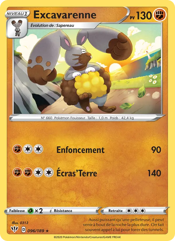 Scan HD carte Pokémon Excavarenne 96/189 — Ténèbres Embrasées