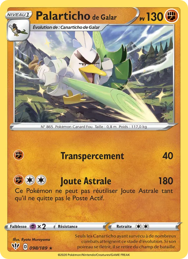 Scan HD carte Pokémon Palarticho de Galar 98/189 — Ténèbres Embrasées