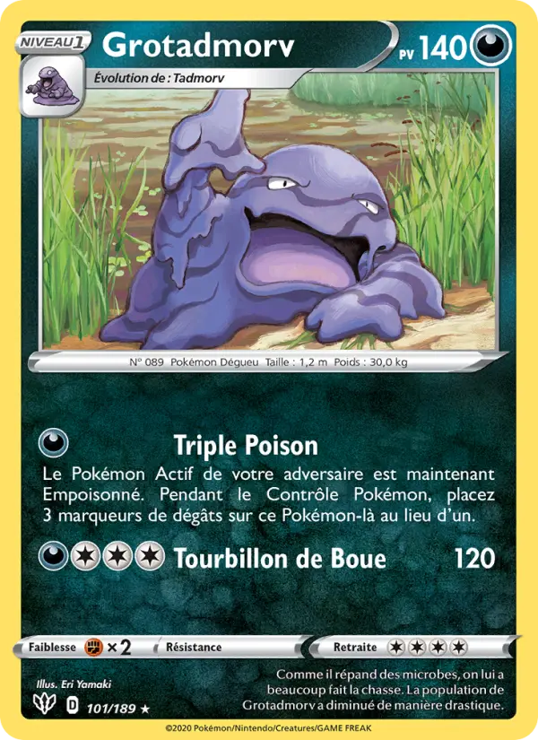 Scan HD carte Pokémon Grotadmorv 101/189 — Ténèbres Embrasées