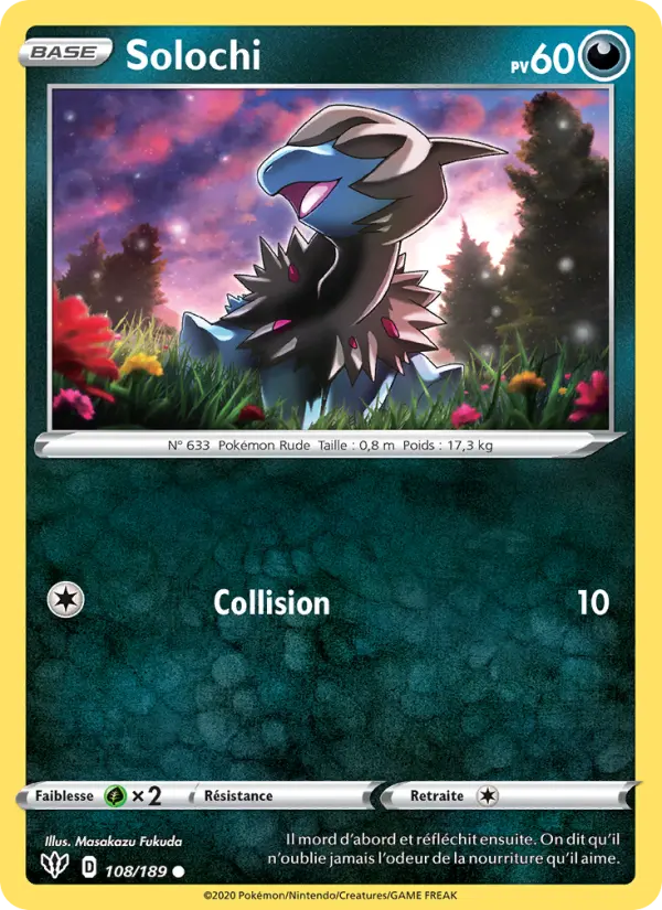 Scan HD carte Pokémon Solochi 108/189 — Ténèbres Embrasées