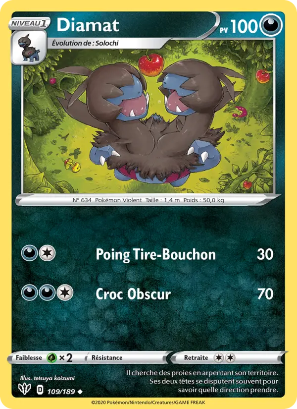 Scan HD carte Pokémon Diamat 109/189 — Ténèbres Embrasées