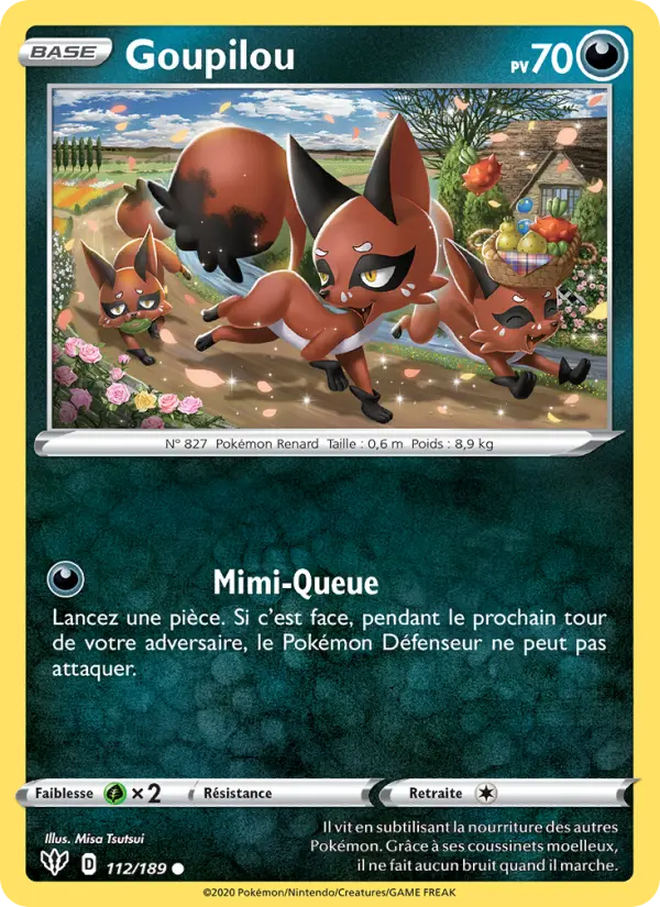 Scan HD carte Pokémon Goupilou 112/189 — Ténèbres Embrasées