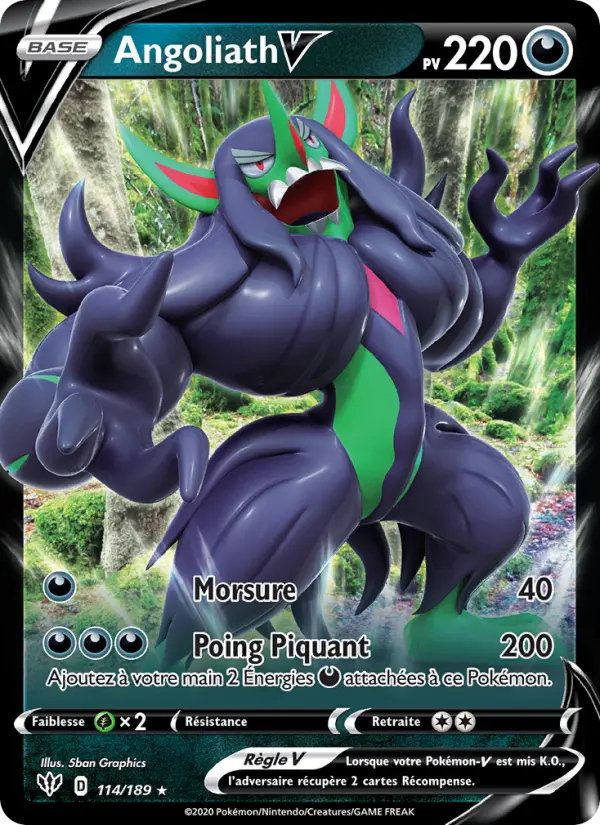 Scan HD carte Pokémon Angoliath V 114/189 — Ténèbres Embrasées