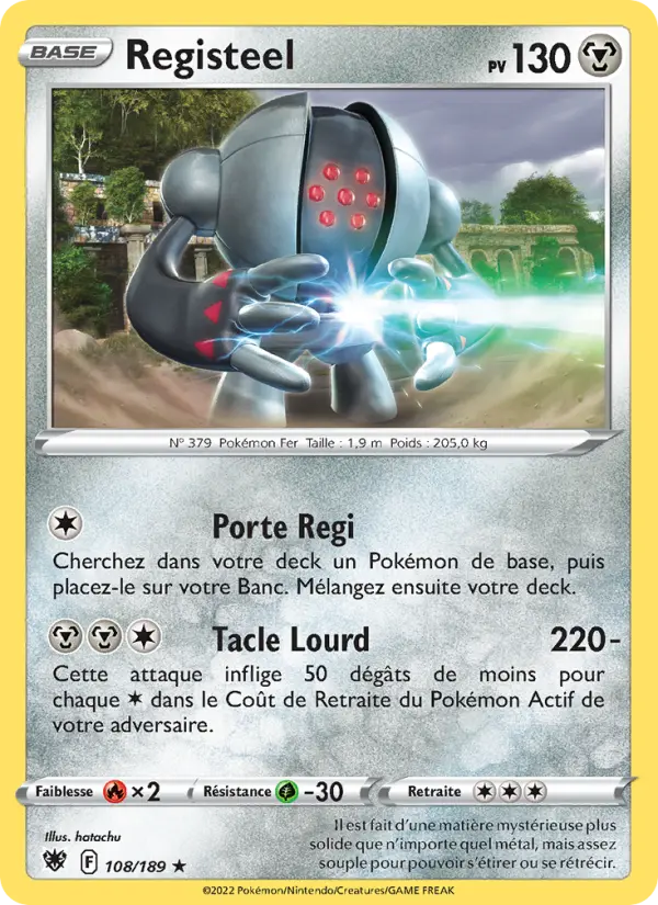 Scan HD carte Pokémon Registeel 108/189 — Astres Radieux