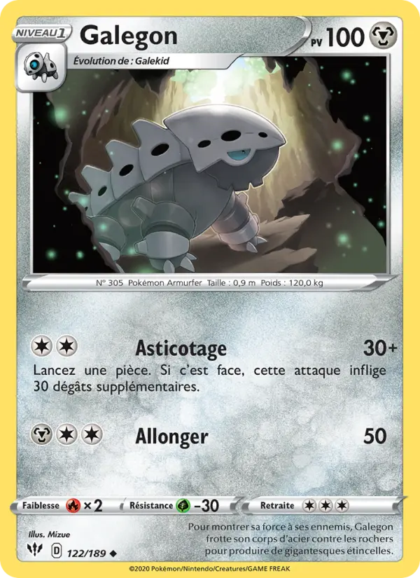 Scan HD carte Pokémon Galegon 122/189 — Ténèbres Embrasées