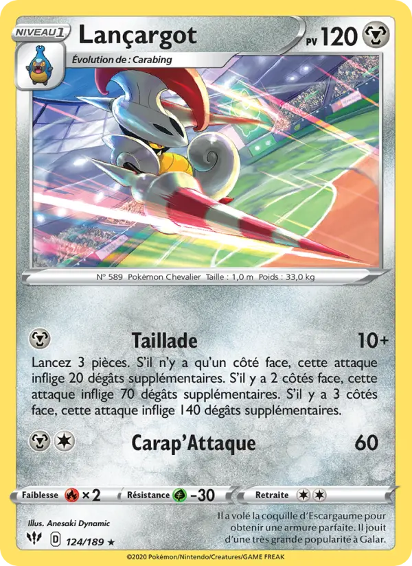 Scan HD carte Pokémon Lançargot 124/189 — Ténèbres Embrasées