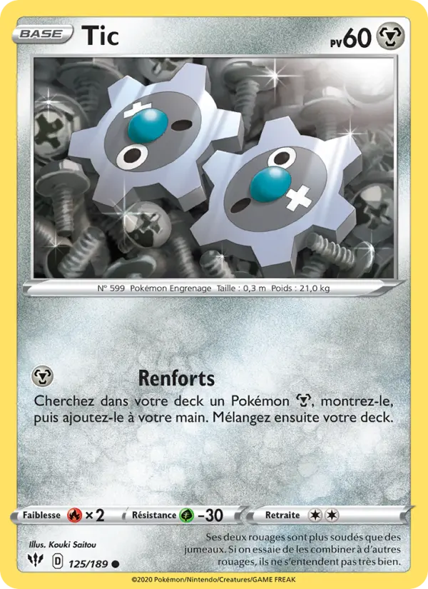 Scan HD carte Pokémon Tic 125/189 — Ténèbres Embrasées