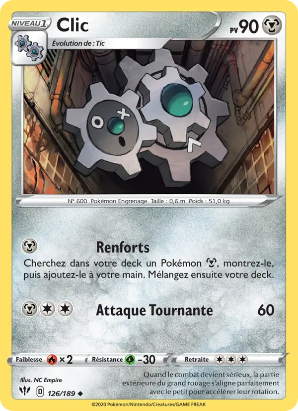 Scan HD carte Pokémon Clic 126/189 — Ténèbres Embrasées