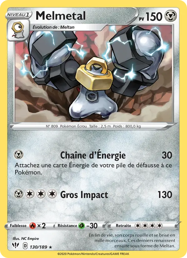 Scan HD carte Pokémon Melmetal 130/189 — Ténèbres Embrasées