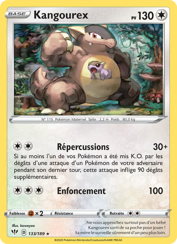 Scan HD carte Pokémon Kangourex 133/189 — Ténèbres Embrasées