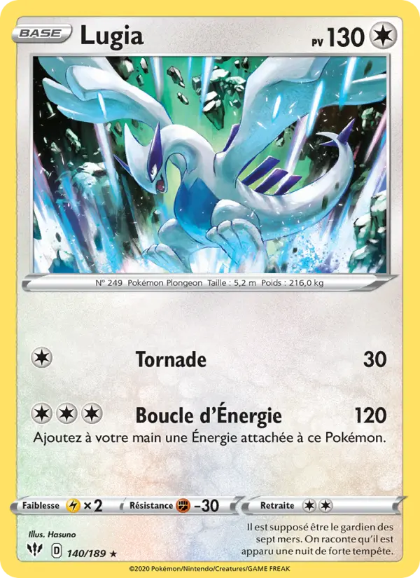 Scan HD carte Pokémon Lugia 140/189 — Ténèbres Embrasées