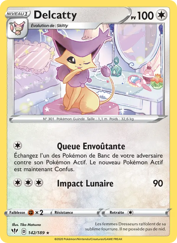 Scan HD carte Pokémon Delcatty 142/189 — Ténèbres Embrasées