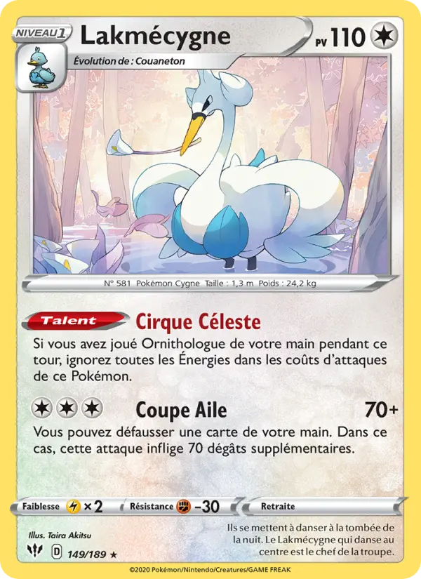 Scan HD carte Pokémon Lakmécygne 149/189 — Ténèbres Embrasées