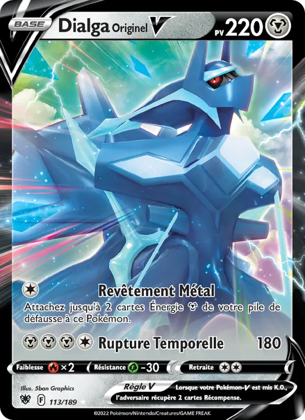Scan HD carte Pokémon Dialga Originel V 113/189 — Astres Radieux