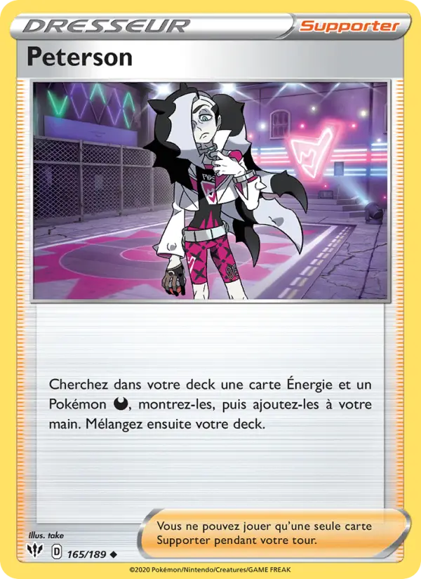 Scan HD carte Pokémon Peterson 165/189 — Ténèbres Embrasées