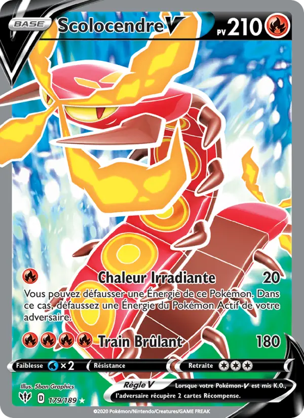 Scan HD carte Pokémon Scolocendre V 179/189 — Ténèbres Embrasées
