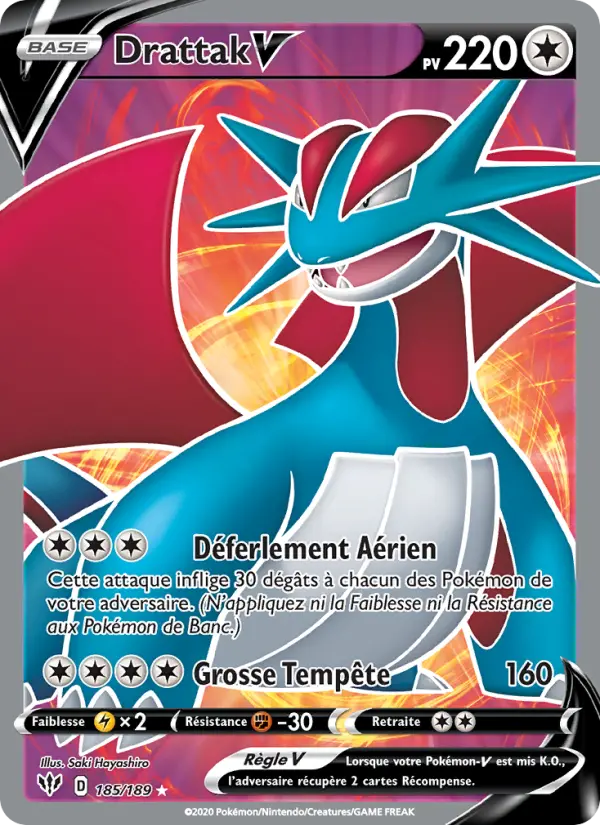 Scan HD carte Pokémon Drattak V 185/189 — Ténèbres Embrasées